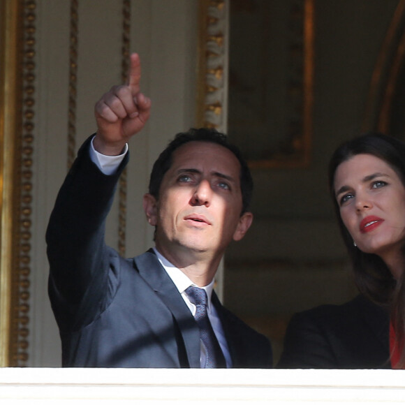 Gad Elmaleh et sa compagne Charlotte Casiraghi - Présentation de la princesse Gabriella et du prince Jacques de Monaco au balcon du palais princier de Monaco, le 7 janvier 2015, à la population monégasque en présence de la famille princière.