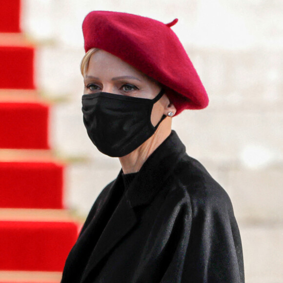 La princesse Charlène de Monaco - Le couple princier a assisté à la messe de Sainte Dévote à la cathédrale de Monaco. © Claudia Albuquerque / Bestimage 