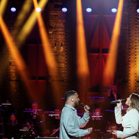 Exclusif - Vitaa et Slimane - Backstage de l'enregistrement de l'émission "Symphonie pour la Vie, Spéciale Pièces jaunes" au Théâtre national de l'Opéra Comique à Paris, qui sera diffusée le 10 février sur France 3. © Dominique Jacovides / Bestimage