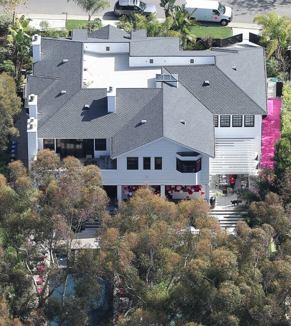 Vue aérienne de la maison de Johnny et Laeticia Hallyday à Pacific Palisades, Los Angeles le 8 février 2014.