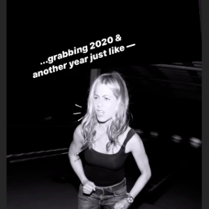 Message d'anniversaire pour Jennifer Aniston posté en story sur Instagram.