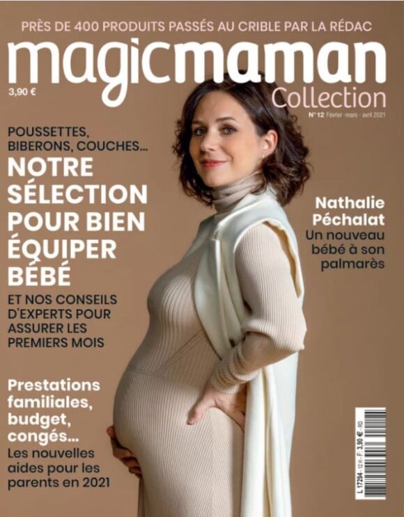 Nathalie Pechalat, enceinte, fait la couverture du magazine Magic Maman.