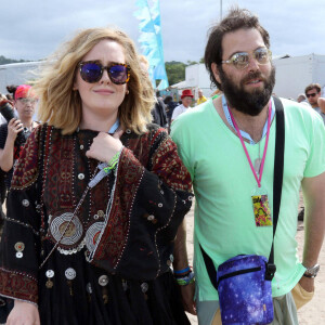 La chanteuse Adele et son compagnon Simon Konecki - Festival Glastonbury de Londres.