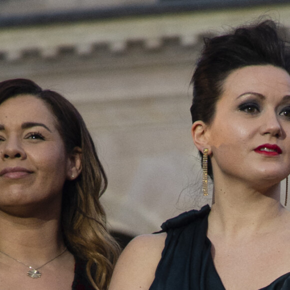 Exclusif - Chimène Badi, Julie Fuchs et Laurent Voulzy - Soirée spéciale "Notre Dame de Paris, Le Grand Concert" dans la Cour des Invalides à Paris. Le 20 avril 2019. © Pierre Perusseau / Bestimage