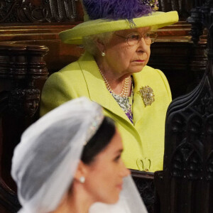 La reine Elisabeth II d'Angleterre et Meghan Markle, duchesse de Sussex - Cérémonie de mariage du prince Harry et de Meghan Markle en la chapelle Saint-George au château de Windsor, Royaume Uni, le 19 mai 2018. 