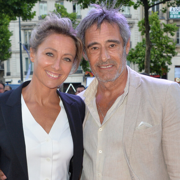 Exclusif - Anne-Sophie Lapix et Gérard Lanvin sur la terrasse du Publicis. Paris, le 16 juin 2014.