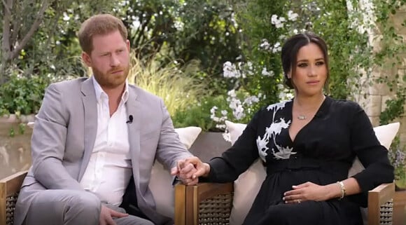 Le prince Harry et Meghan Marke lors de leur interview avec Oprah Winfrey, le 7 mars 2021 sur CBS.