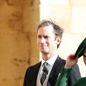 Pippa Middleton enceinte et James Matthews - Les invités arrivent à la chapelle St. George pour le mariage de la princesse Eugenie d'York et Jack Brooksbank au château de Windsor, Royaume Uni, le 12 octobre 2018. 