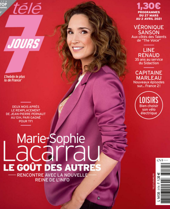 Marie-Sophie Lacarrau fait la couverture du nouveau numéro du magazine "Télé 7 jours" paru le 22 mars 2021