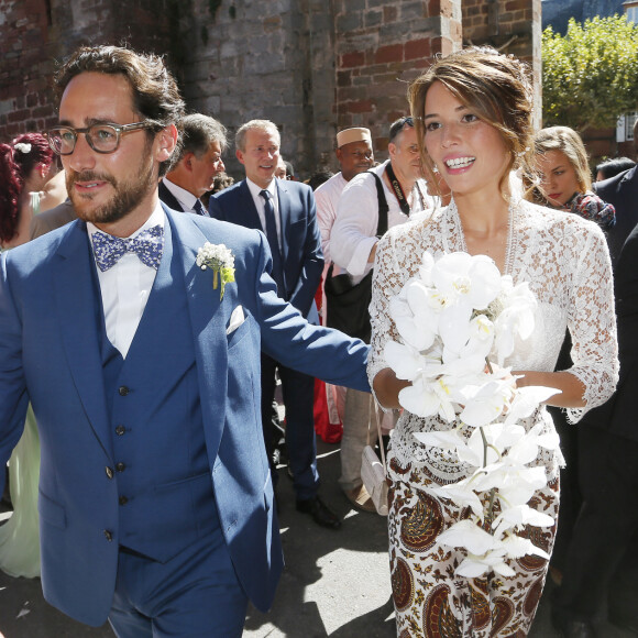 Mariage de Thomas Hollande et de la journaliste Emilie Broussouloux à la mairie à Meyssac en Corrèze près de Brive, ville d'Emiie. Le 8 Septembre 2018. © Patrick Bernard-Guillaume Collet / Bestimage