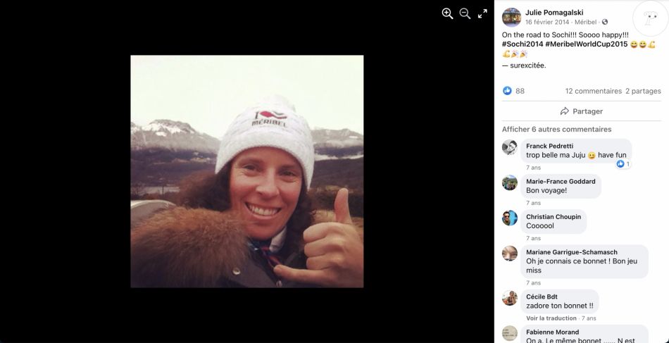 Julie Pomagalski sur son compte Facebook.