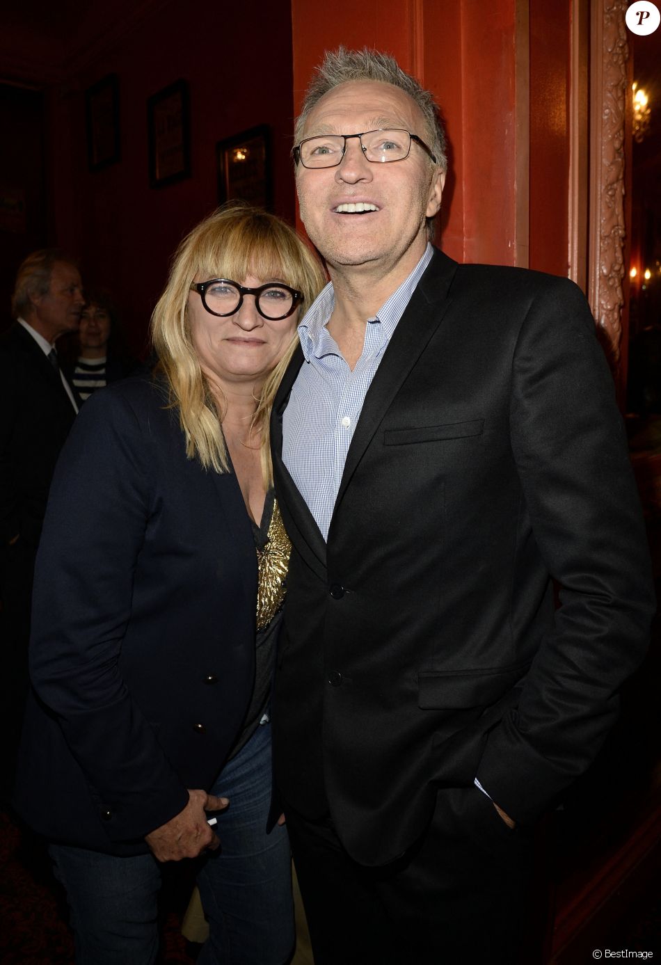 Christine Bravo et Laurent Ruquier - Backstage de la 150ème représentation de la pièce "Je préfère qu'on reste amis" au Théâtre Antoine à Paris le 5 novembre 2014.
