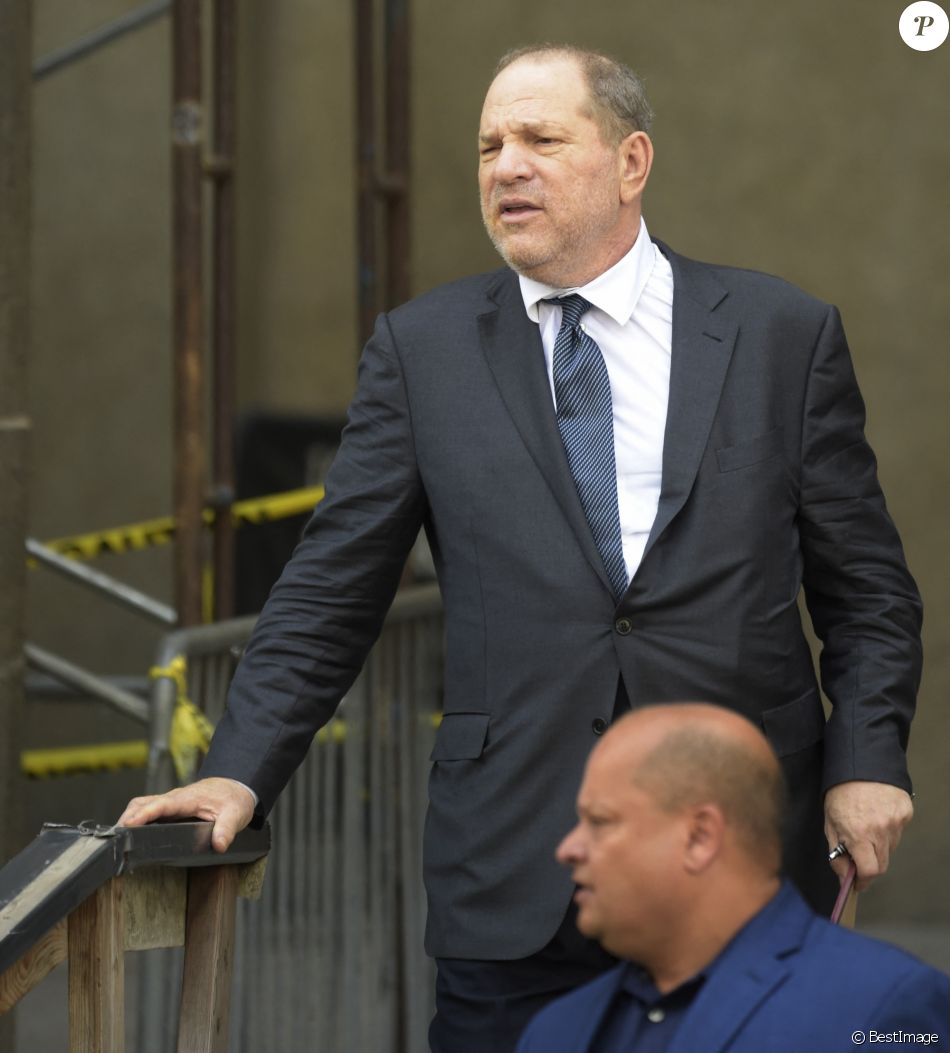 Harvey Weinstein à la sortie du tribunal State Supreme Court de New York où il a présenté sa nouvelle équipe d'avocats en charge d'assurer sa défense notamment D. Rotunno, une puissance avocate de Chicago, le 11 juillet 2019