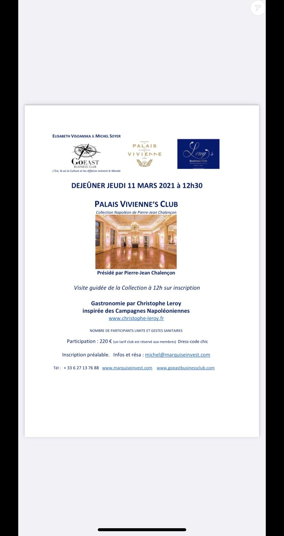 Pierre-Jean Chalençon organise des dîners clandestins chez lui à Paris.