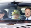 La reine Elisabeth II d'Angleterre quitte les commémorations du centenaire de la Royal Australian Air Force au CWGC Air Forces Memorial à Runnymede pour rentrer au château de Windsor, Royaume Uni.