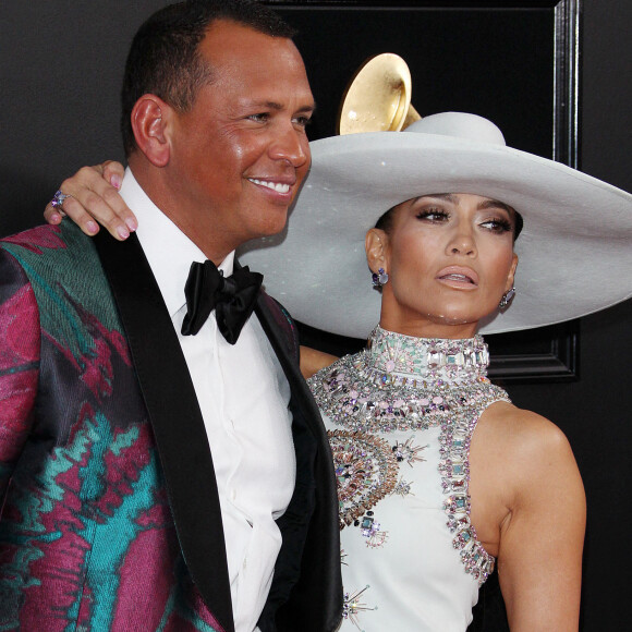 Alex Rodriguez et Jennifer Lopez - Les célébrités posent lors du photocall de la soirée des Grammy Awards au Staples Center de Los Angeles le 10 février 2019.