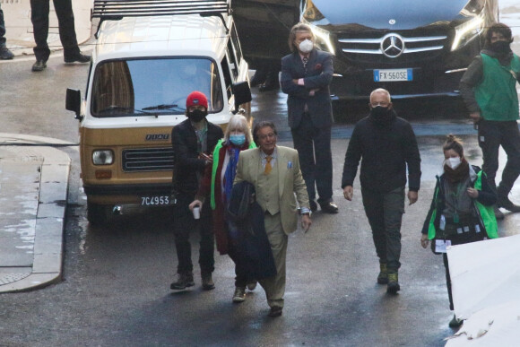 Al Pacino sur le tournage d'une scène du film "Gucci" à Rome, le 22 mars 2021.