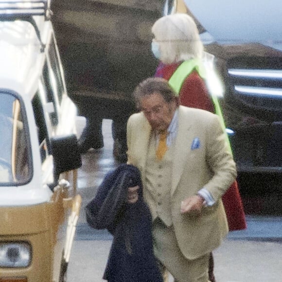 Al Pacino sur le tournage d'une scène du film "Gucci" à Rome, le 22 mars 2021.