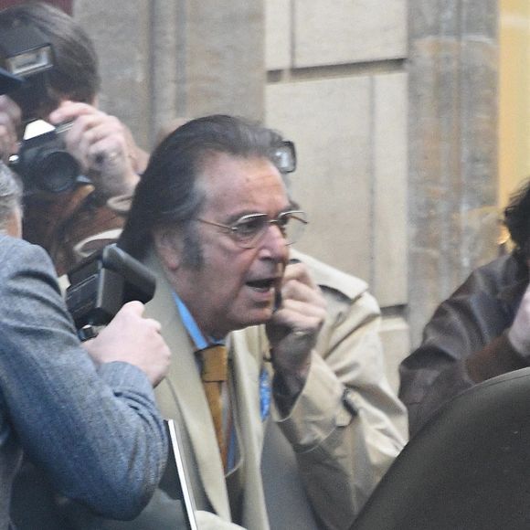Al Pacino sur le tournage d'une scène du film "House of Gucci" à Rome, Italie, le 31 mars 2021.