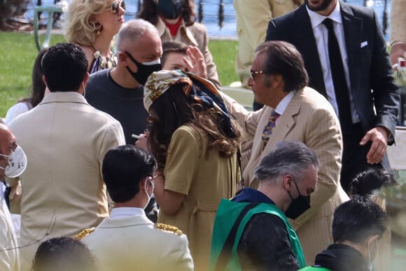 Al Pacino (à droite) en tournage du film "House of Gucci" au bord du Lac de Côme, le 17 mars 2021.