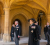 Le prince Charles, prince de Galles, la princesse Anne, le prince Andrew, duc d'York, le prince Edward, comte de Wessex, le prince William, duc de Cambridge - Arrivées aux funérailles du prince Philip, duc d'Edimbourg à la chapelle Saint-Georges du château de Windsor, le 17 avril 2021.