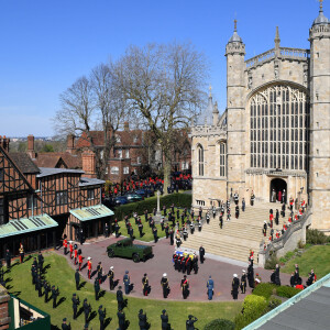 Ffunérailles du prince Philip, duc d'Edimbourg à la chapelle Saint-Georges du château de Windsor, le 17 avril 2021.