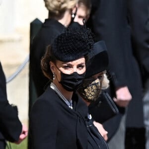 Catherine Kate Middleton, la duchesse de Cambridge - Arrivées aux funérailles du prince Philip, duc d'Edimbourg à la chapelle Saint-Georges du château de Windsor, le 17 avril 2021.