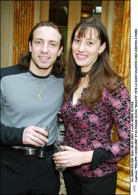 Philippe Candeloro et sa femme Olivia - Archives Paris 2003