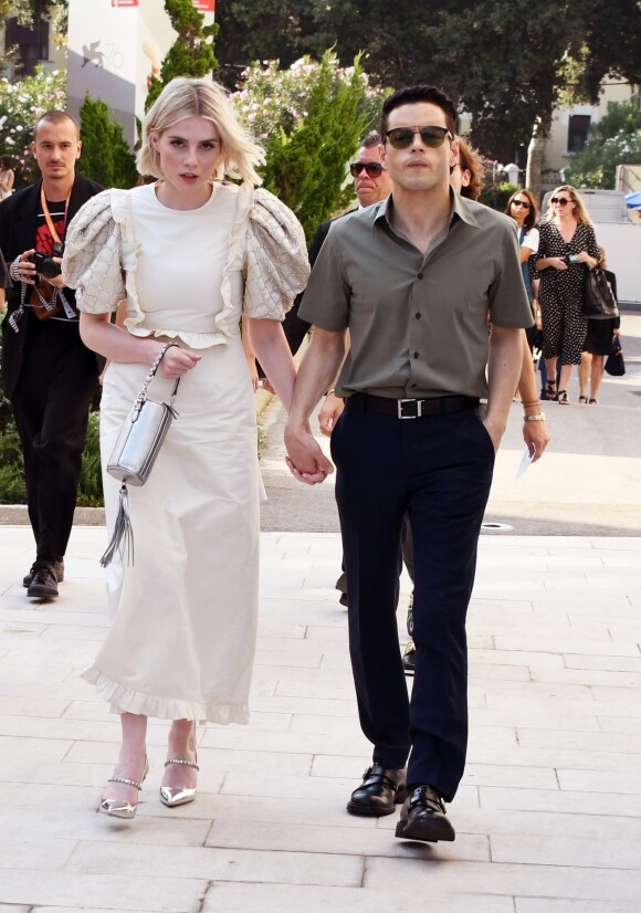 Rami Malek et sa compagne Lucy Boynton à la soirée Miu Miu en marge de la 76ème édition du festival du film de Venise, la Mostra, au Sala Volpi à Venise. Le 1er septembre 2019.