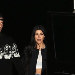 Kourtney Kardashian, avec son compagnon Travis Barker, a dîné avec sa fille Penelope et sa nièce North West au restaurant "Nobu" à Malibu, le 7 avril 2021.