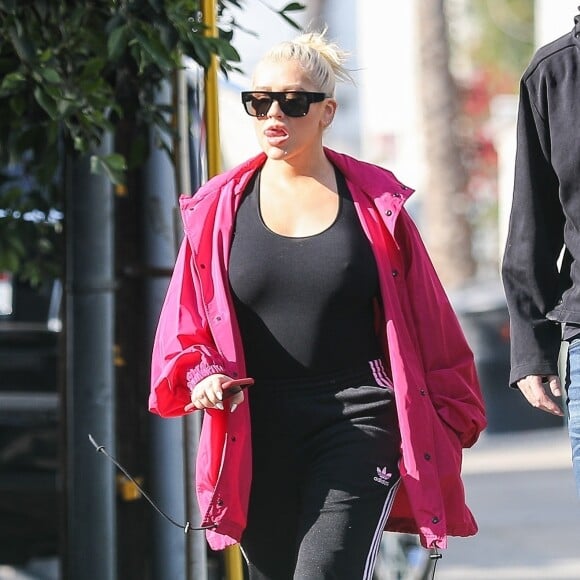 Exclusif - Christina Aguilera à Santa Monica, le 14 janvier 2020.