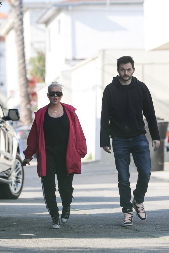 Exclusif - Christina Aguilera et son fiancé Matthew Rutler à Santa Monica, le 14 janvier 2020.