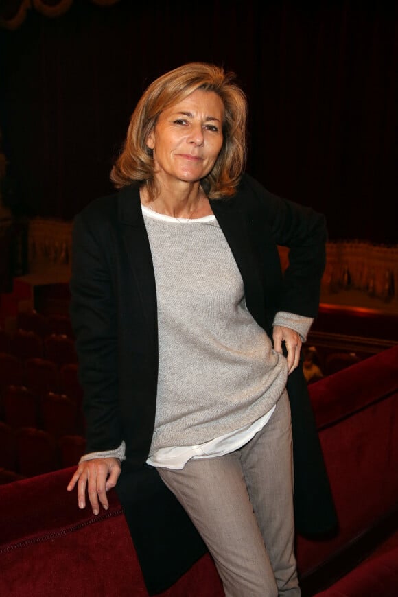 Claire Chazal a assiste au defile de mode haute-couture "Frank Sorvier" au theatre du Palais Royal a Paris. Le 23 janvier 2013
