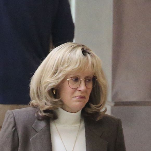 Exclusif - Sarah Paulson sur le tournage de la série "American Crime Story : Impeachment" à Los Angeles, le 26 avril 2021.