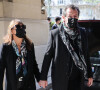 Jean-Luc Reichmann et sa femme Nathalie Lecoultre - Arrivées aux obsèques de Yves Rénier en l'église Saint-Pierre de Neuilly-sur-Seine.