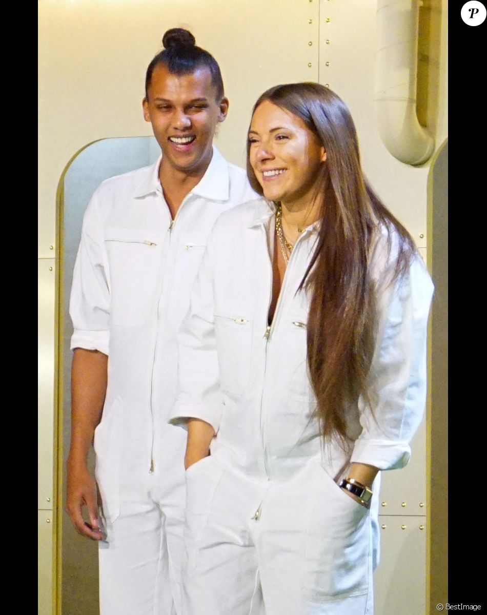 Stromae et sa femme Coralie Barbier sont venus présenter au Bon Marché la 5e collection de vêtements de leur marque Moseart à Paris le 6 avril 2018
