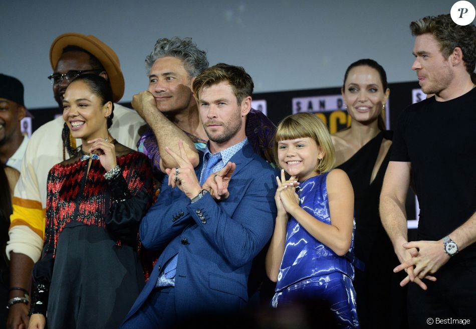 Tessa Thompson, Taika Waititi, Chris Hemsworth, Angelina Jolie, Lia McHugh, Richard Madden - "Marvel Studios" - 3ème jour - Comic-Con International 2019 au "San Diego Convention Center" à San Diego, le 20 juillet 2019.