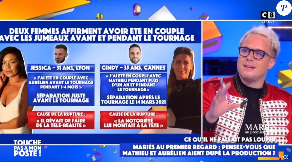 Aurélien et Mathieu de "Mariés au premier regard 2021" reviennent sur les rumeurs de couple, dans "Touche pas à mon poste", le 4 mai, sur C8
