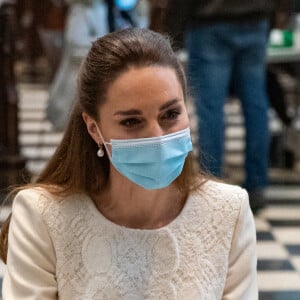 Catherine (Kate) Middleton, duchesse de Cambridge, lors d'une visite au centre de vaccination de l'abbaye de Westminster à Londres, Royaume Uni, le 23 mars 2021.