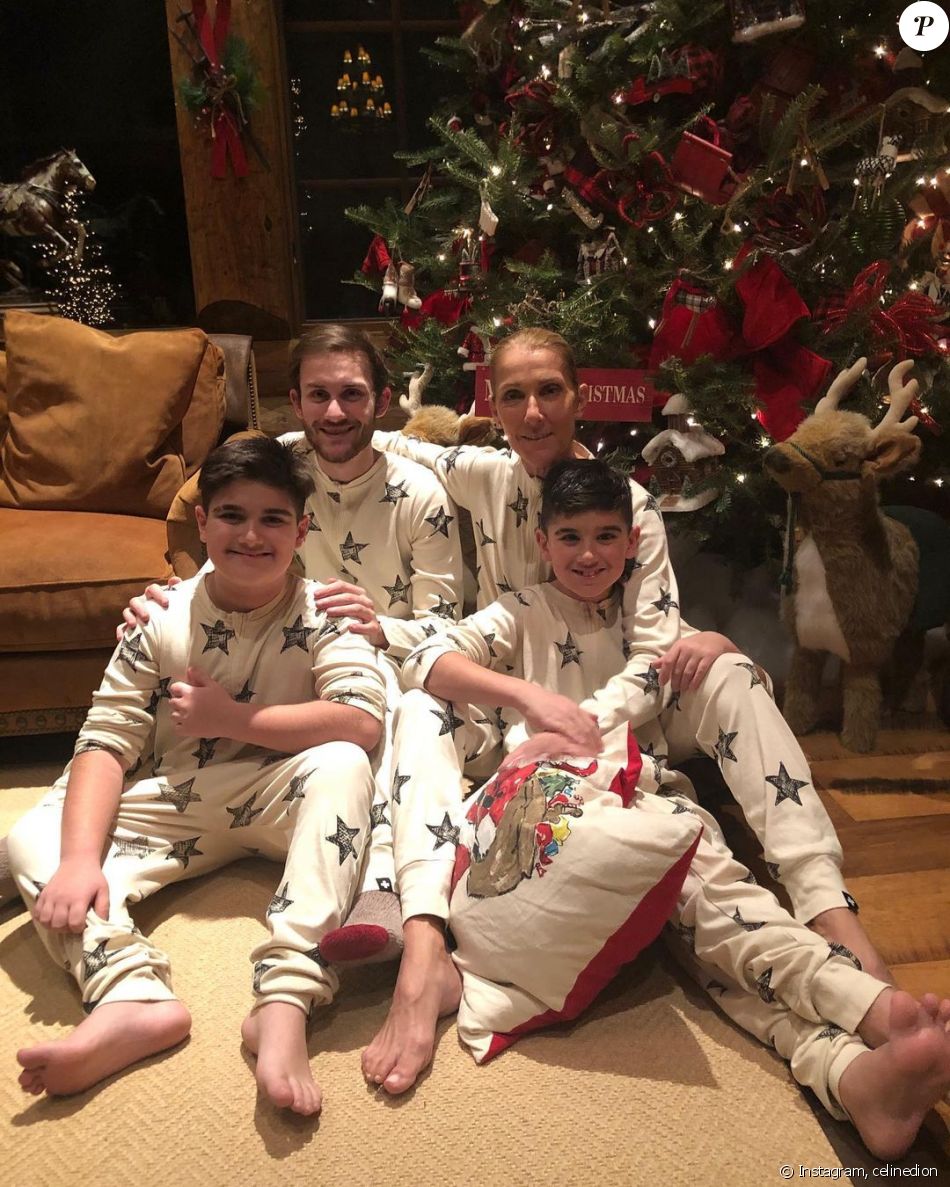 Céline Dion avec ses 3 fils, RenéCharles er les jumeaux Nelson et Eddy