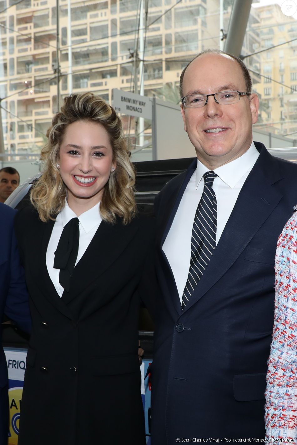 Jazmin Grace Grimaldi avec son père le prince Albert II de Monaco en principauté lors du salon EVER Monaco dédié aux véhicules écologiques et aux énergies renouvelables. © Jean-Charles Vinaj / Pool restreint Monaco / Bestimage