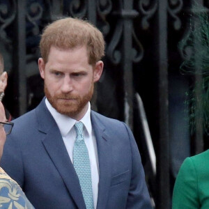 Le prince Harry, duc de Sussex, et Meghan Markle, duchesse de Sussex - La famille royale d'Angleterre à la sortie de la cérémonie du Commonwealth en l'abbaye de Westminster à Londres, le 9 mars 2020.