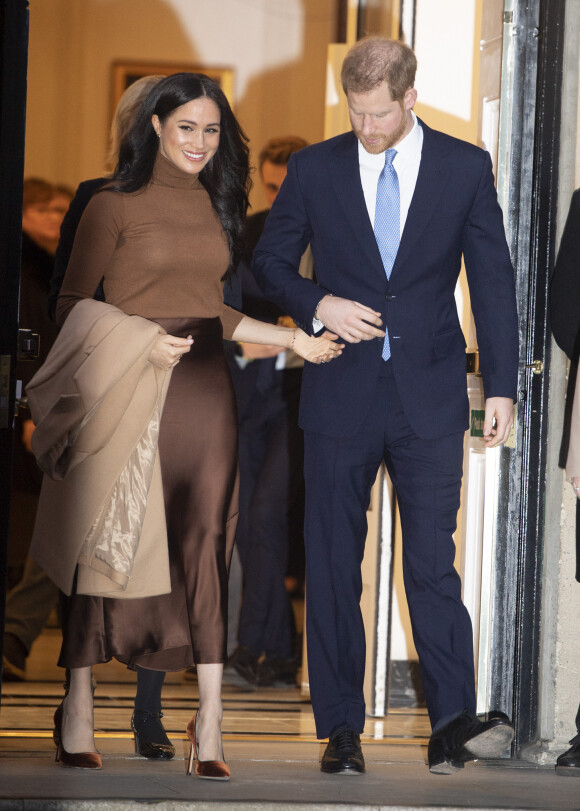 Meghan Markle, duchesse de Sussex, et le prince Harry, duc de Sussex, ont honoré leur premier engagement de l'année, en se rendant à la Canada House à Londres. Le 7 janvier 2020  7 January 2020.