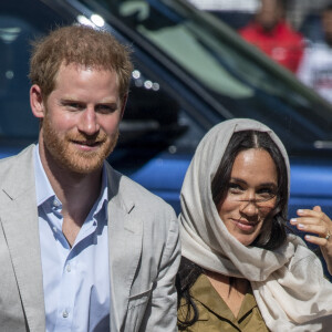 Le prince Harry, duc de Sussex, et Meghan Markle, duchesse de Sussex, arrivent à la Mosquée Auwal à Cape Town, Afrique du Sud. Le 24 septembre 2019