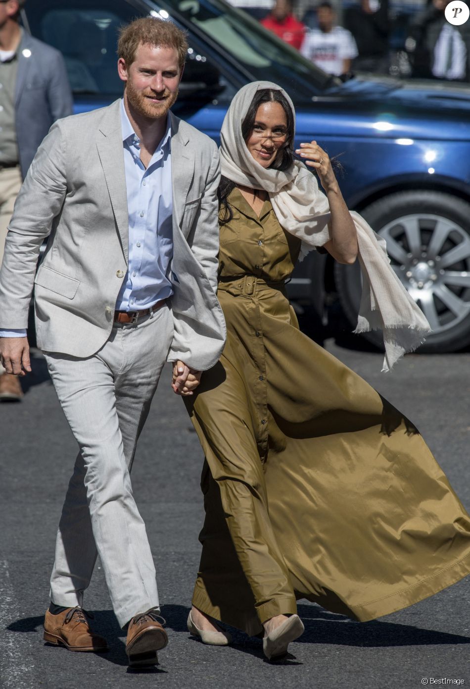 Le prince Harry, duc de Sussex, et Meghan Markle, duchesse de Sussex, arrivent à la Mosquée Auwal à Cape Town, Afrique du Sud. Le 24 septembre 2019