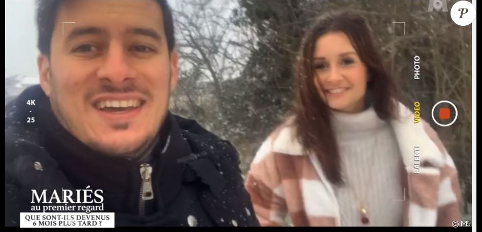 Emeline et Frédéric lors du bilan final de "Mariés au premier regard 2021", le 17 mai, sur M6