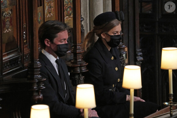 Edoardo Mapelli Mozzi et La princesse Beatrice d'York - Funérailles du prince Philip, duc d'Edimbourg à la chapelle Saint-Georges du château de Windsor, Royaume Uni, le 17 avril 2021. 