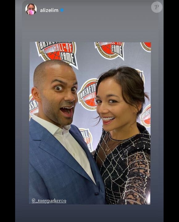 Tony Parker et Alizé Lim lors de la cérémonie Hall Of Fame 2020, dans le Connecticut.