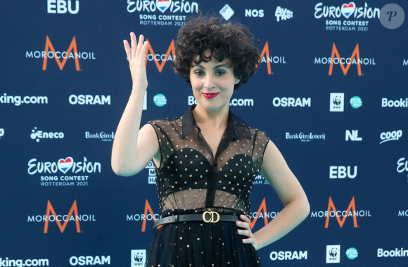 Barbara Pravi représente la France au concours Eurovision 2021 à Rotterdam . Photocall le 16 mai 2021. 
