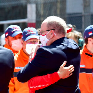 Le pilote monégasque Charles Leclerc, le prince Albert II de Monaco - Podium du 78ème Grand Prix de F1 de Monaco le 23 mai 2018. Bruno Bebert/Bestimage 